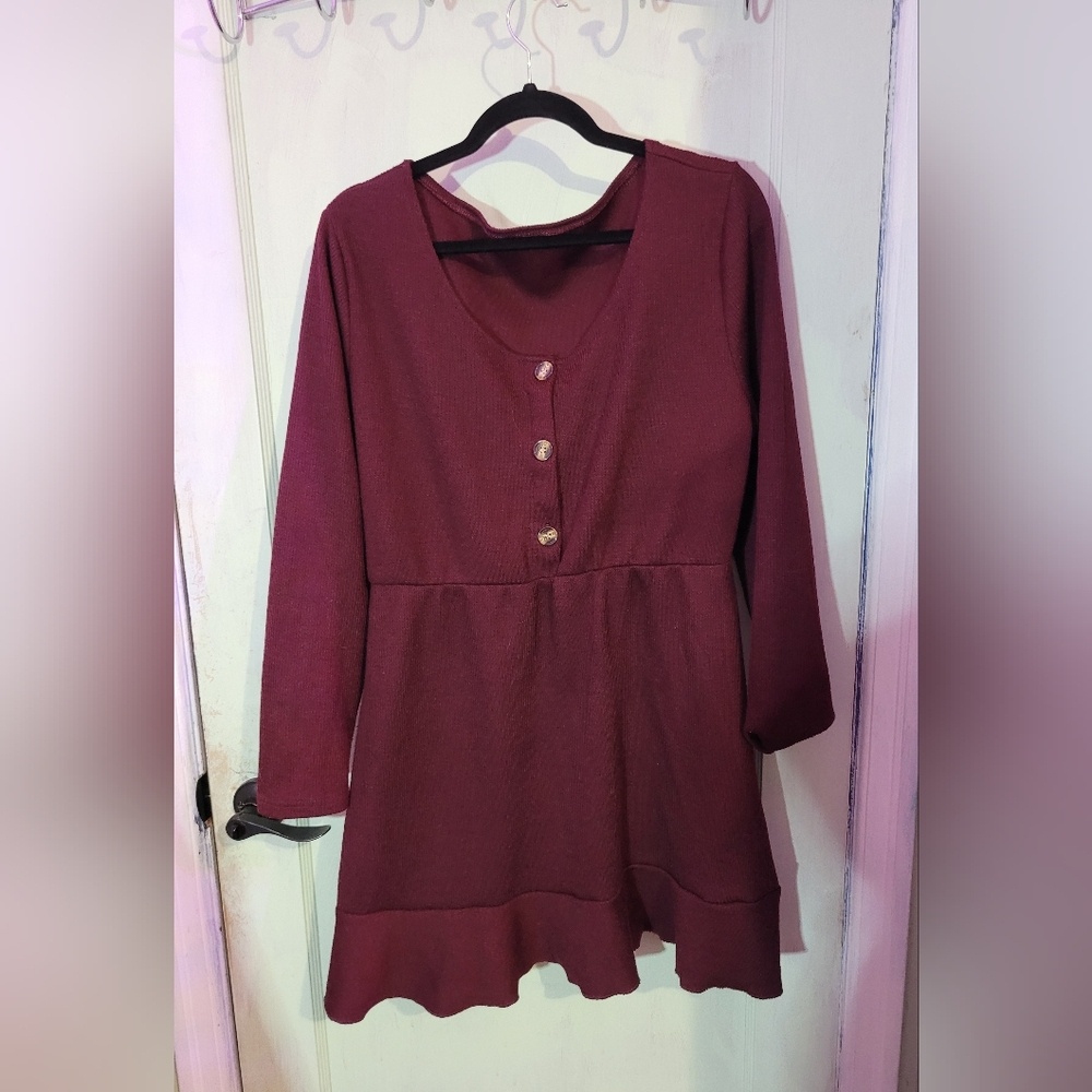 Burgundy Long Sleeve Top